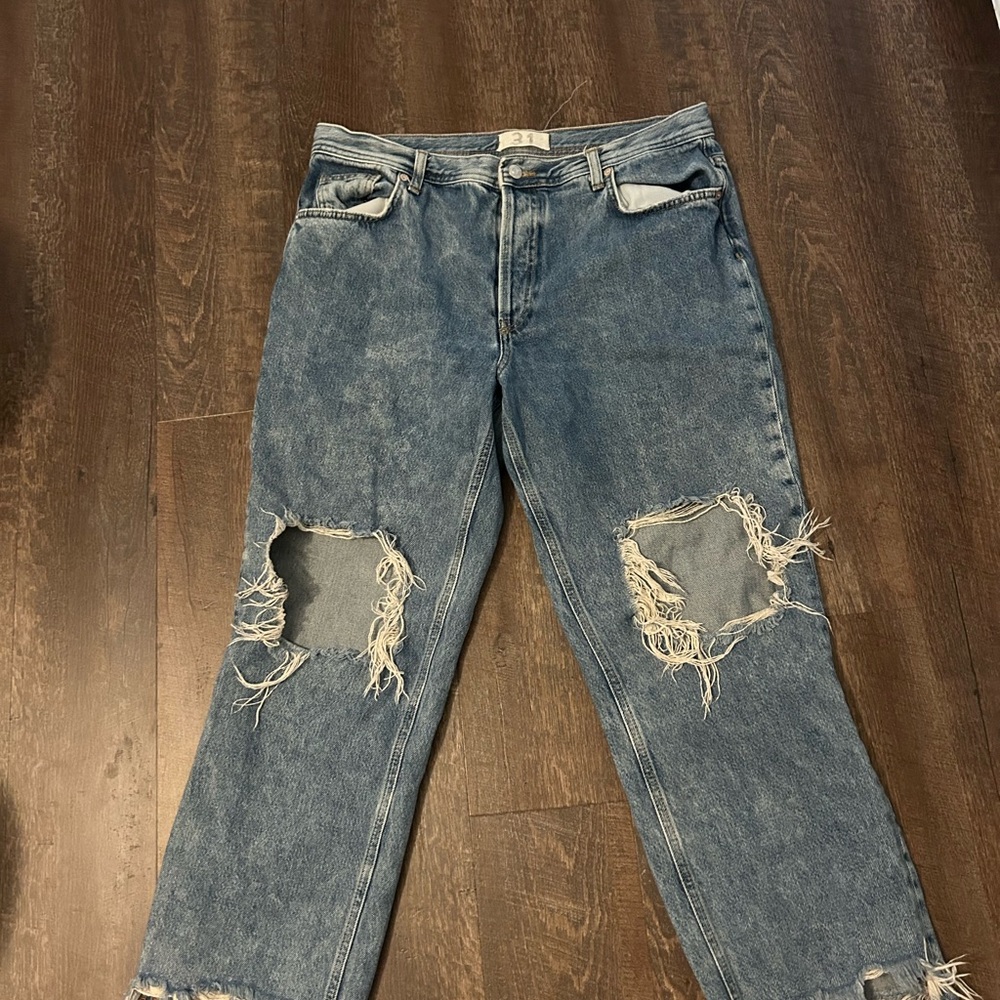 Free People Distressed Blue Jeans